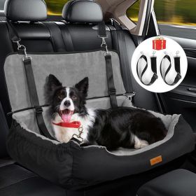 coral fleece Dog Booster Seat, Pet Travel Bed with Storage and clip-on leash, for Large Dogs 70 Lbs or 2 Medium/Small Dogs