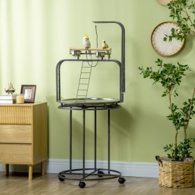 Parrot Stand Large Bird Perch Stand with Toy Hook & 3 Ladders (Option: gray-740x740x120 mm)