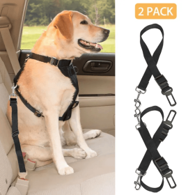 2Pcs Pet Dog Seat Belt Leash Adjustable Pet Dog Cat Safety Leads Harness (Color: 2pcs)