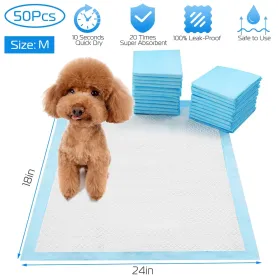 50Pcs/Set Dog Training Pads Puppy Pee Pads Cat Wee Mats Potty-Train 24x18In M (Option: BlueWhite)