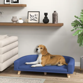 Dog Sofa Couch Bed With Washable Cushion For Large Dogs (Color: Blue)