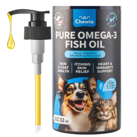 Coat Skin All Breeds Dog Supplement 32 oz Fish Oil for Dogs Pet Supplies for Dogs Fish Oil (Color: Black)