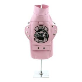 Biker Dawg Motorcycle Dog Jacket (Color: Pink, size: X-Small)
