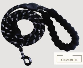Reflective Dog Leash Nylon Pet Dog Leash Rope For Small Medium Large Dogs Walking Training Pet Suppiles (Color: Black and White)