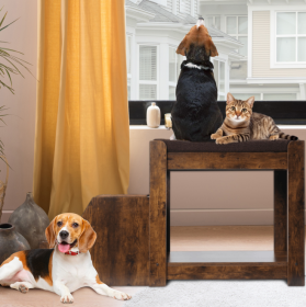 Pet Bunk Bed With Removable Step For Dogs And Cats, Multi-Level Bed Window Perch Seat Platform With Cushion And Cat Scratch Pad, Indoor Use (Option: Pet bunk beds)