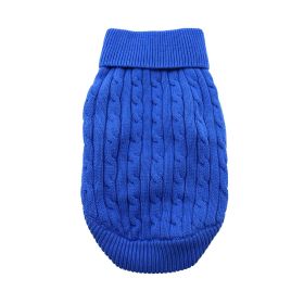 Combed Cotton Cable Knit Dog Sweater (Color: Riverside Blue, size: 2X-Large)