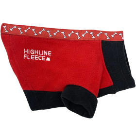 Highline Fleece Dog Coat (Color: Red and Black with Rolling Bones, size: Size 24)