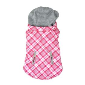 Weekender Dog Sweatshirt Hoodie (Color: Pink & White Plaid, size: X-Large)