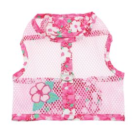 Cool Mesh Dog Harness with Leash (Color: Hawaiian Hibiscus Pink, size: medium)